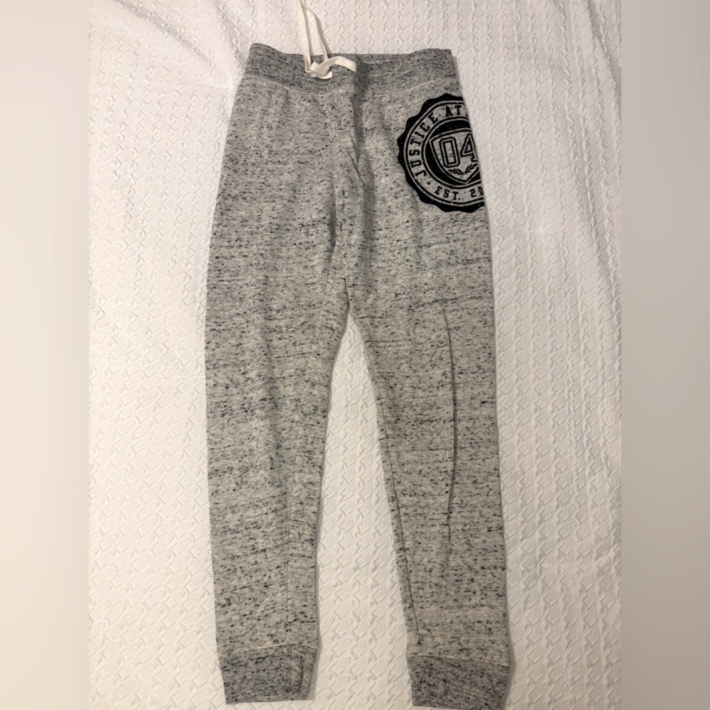 JUSTICE girls grey jogger logo sweatpants size 12